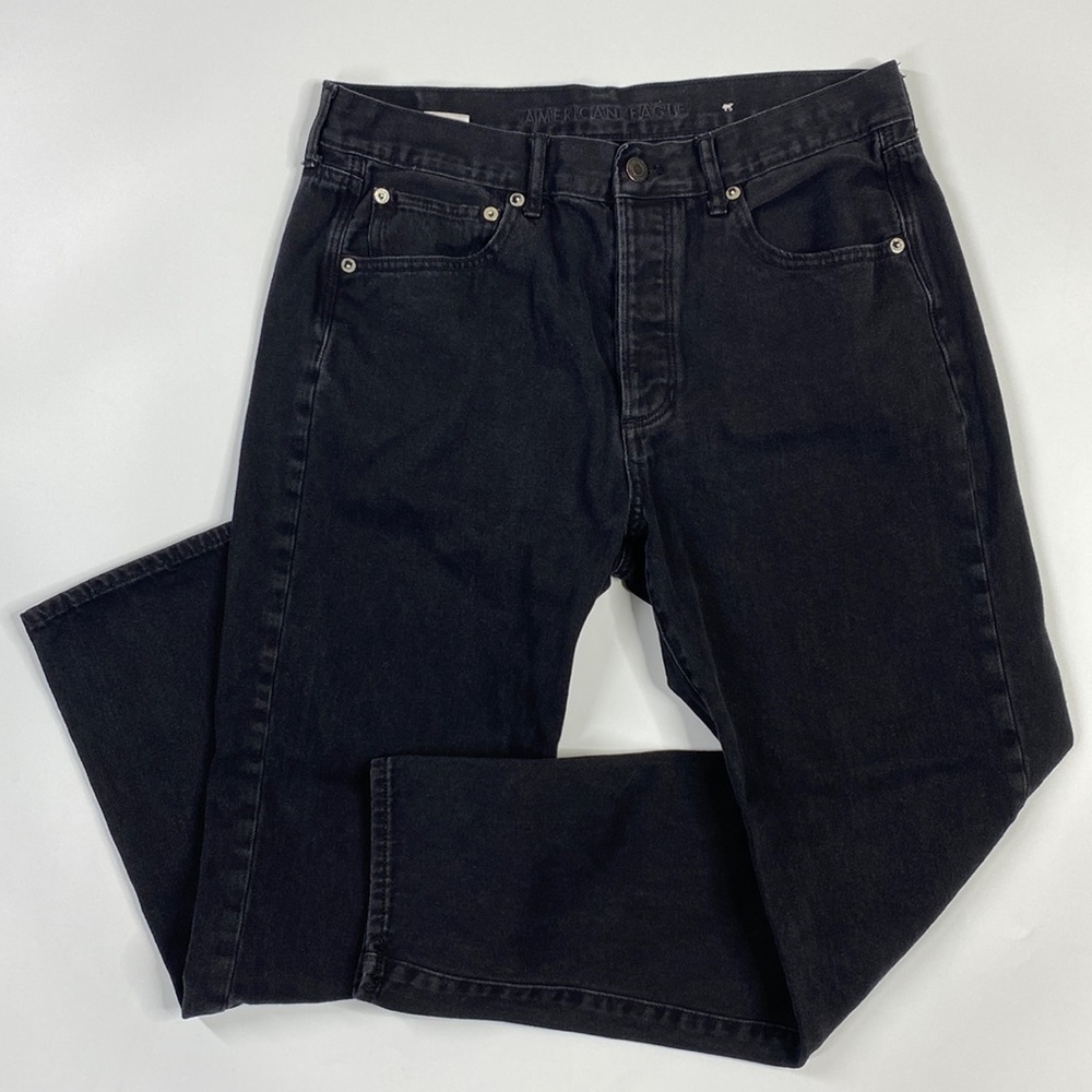 American Eagle Black Hi-Rise Girlfriend Black Button Fly Jeans 10 Regular